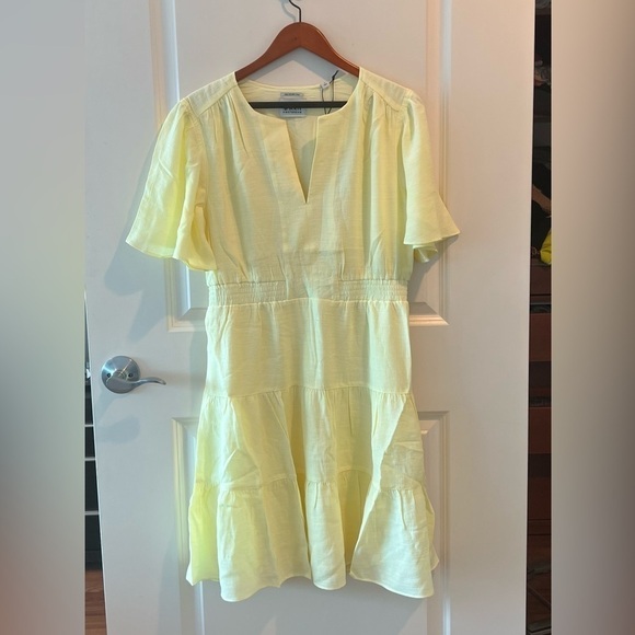 NWT Scotch & Soda Yellow Midi Length Paneled Dress Gathering Details - Picture 5 of 16